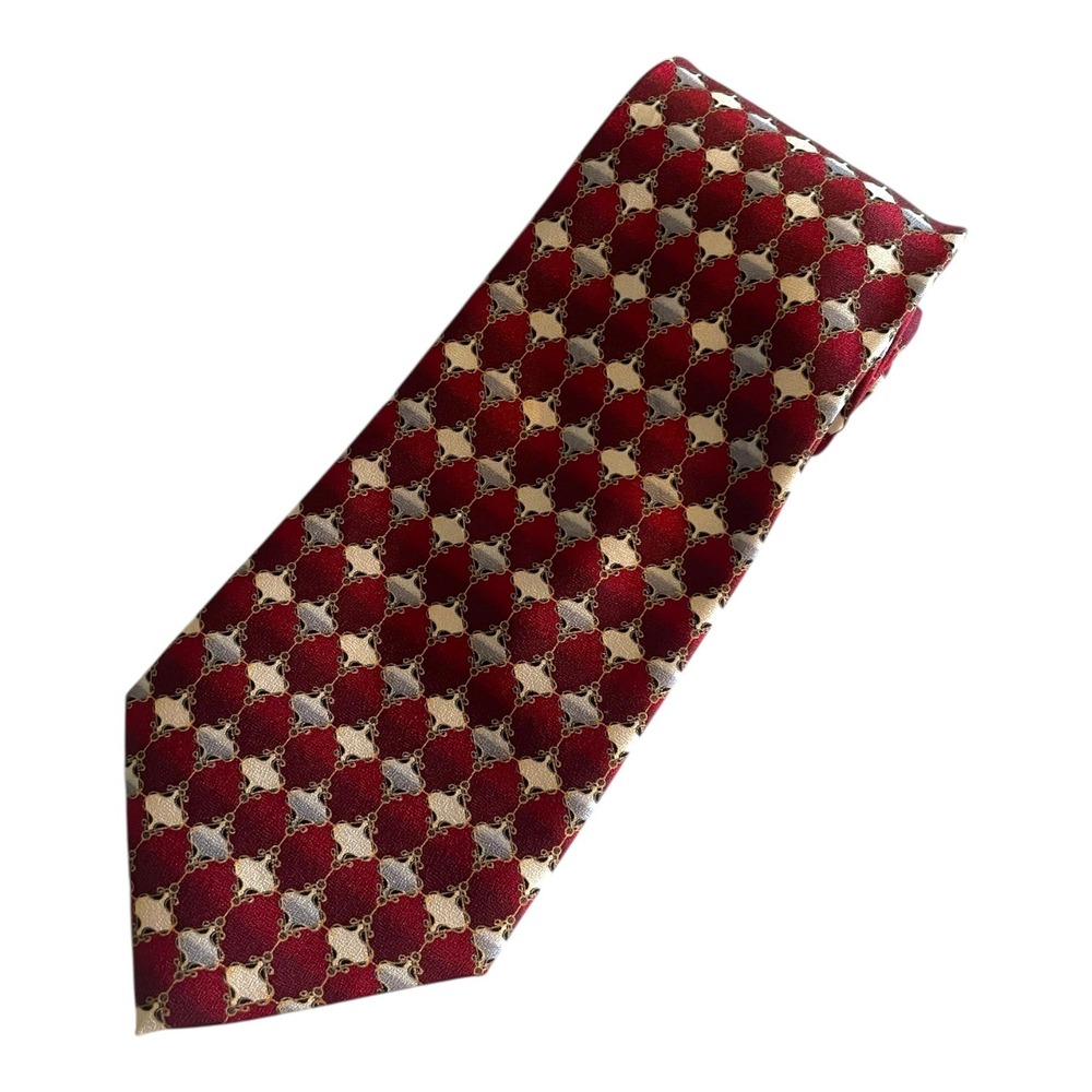 Giorgio Cosani Silk Tie Red Foulard Wide Hand Made in‎ Italy Men's Necktie 4" W